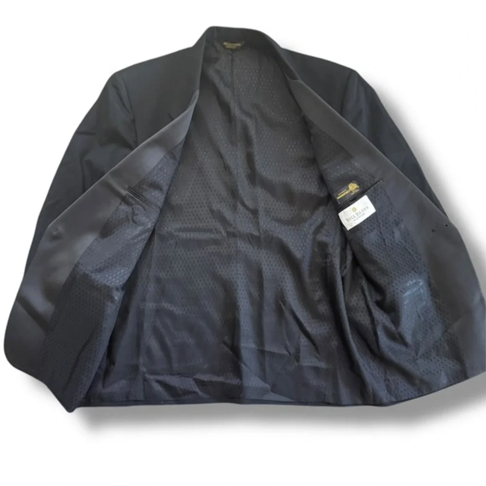 Vintage‎ Bill Blass Menswear 1980s Black Wool Tuxedo Jacket Satin Lapels 42R